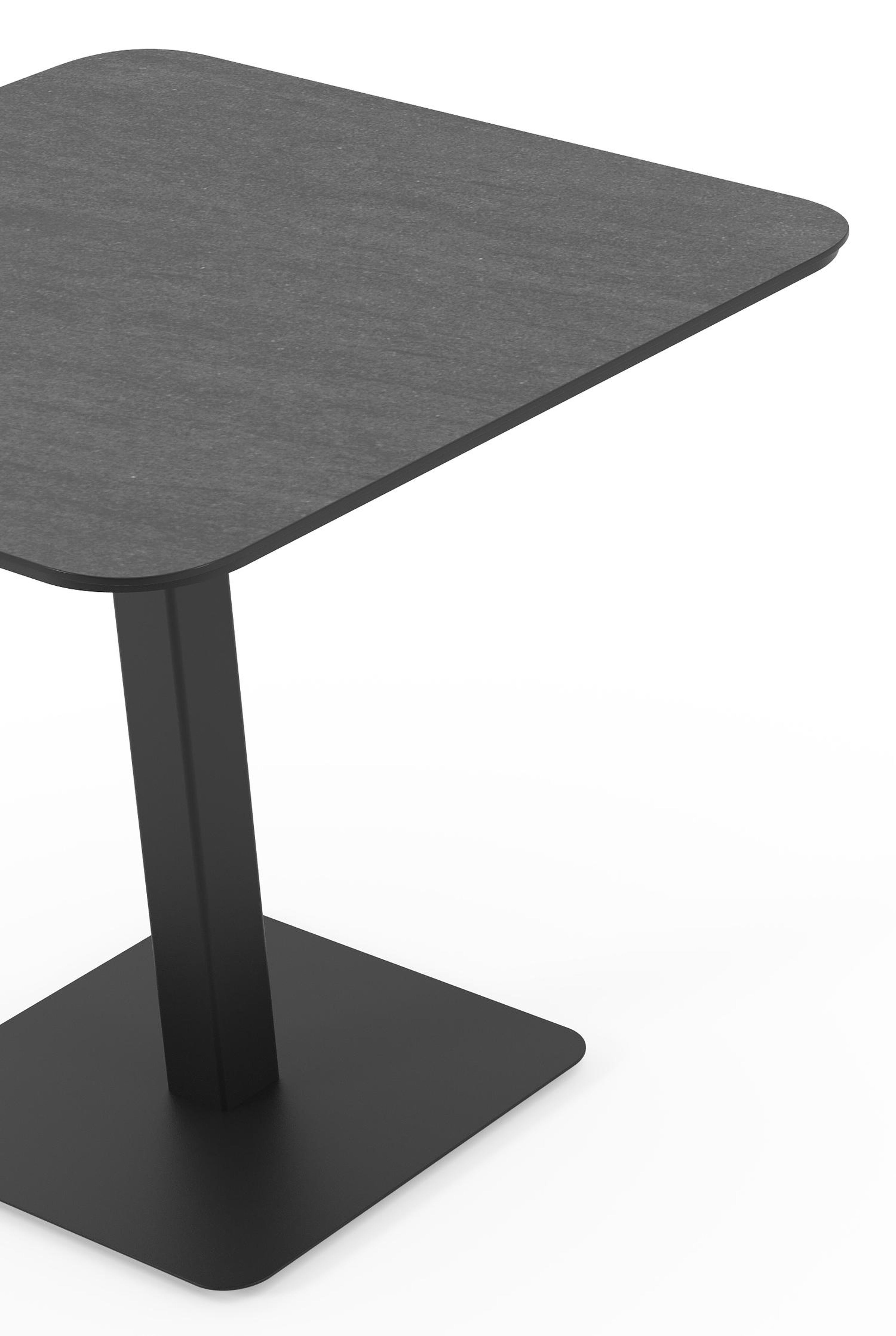 Fano kantelbare tuintafel vierkant afgerond in zwart aluminium en volkeramiek basalt black - L 80 x B 80 x H 73 cm