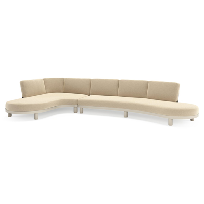 Donato loungehoek in beige aluminium met all weather cosytica Althea Camel kussen