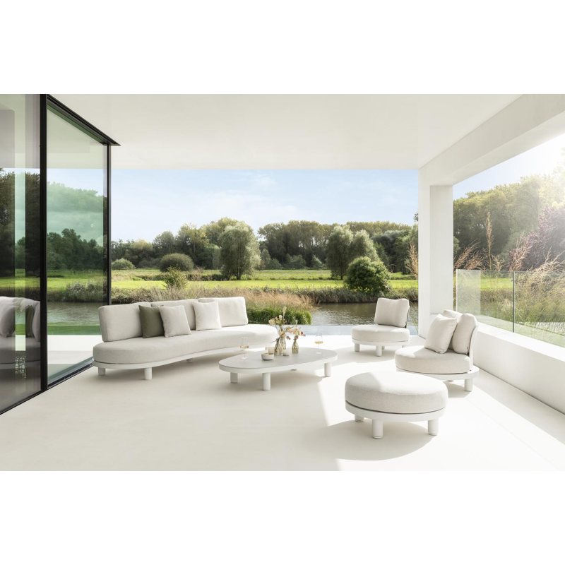 Donato organische loungebank 3-zit in wit aluminium met lopi marble all weather sunbrella® luxe kussen