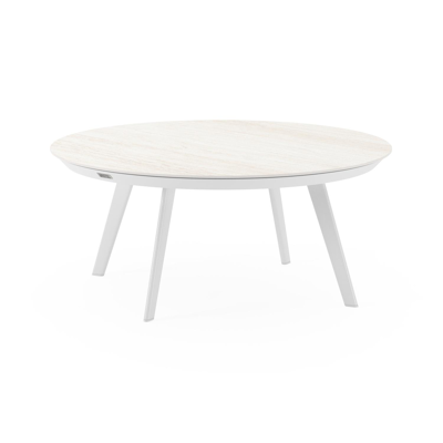 Rondo loungetafel in wit aluminium en calista volkeramiek - Dia. 85 x H 35 cm