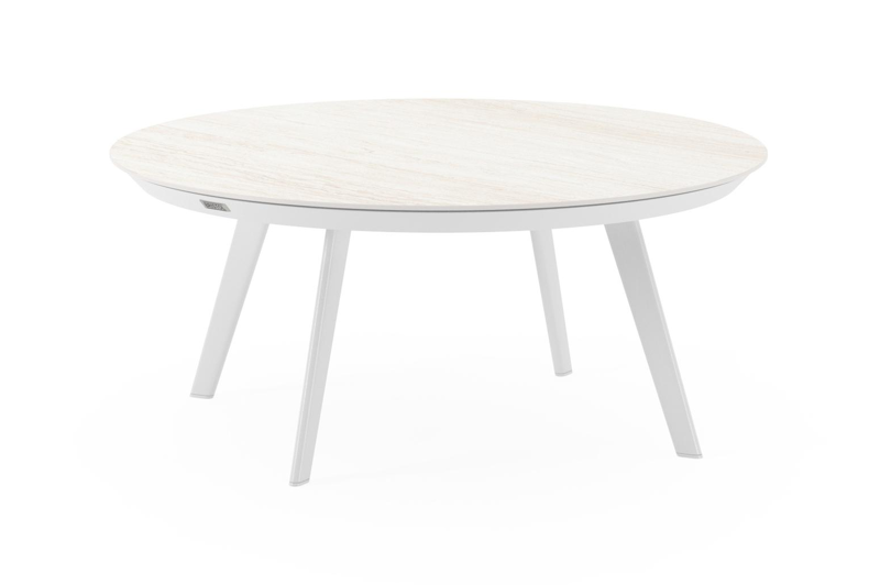 Rondo loungetafel in wit aluminium en calista volkeramiek - Dia. 85 x H 35 cm