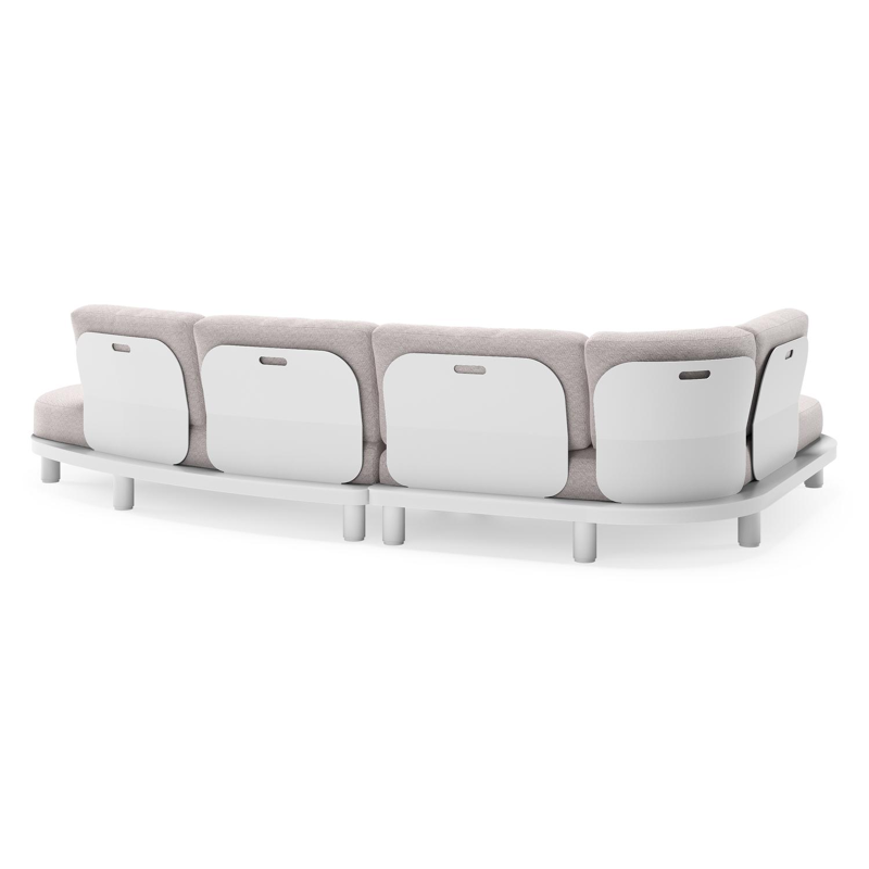 Donato loungehoek in wit aluminium met all weather sunbrella® luxe Wander Gobi kussen