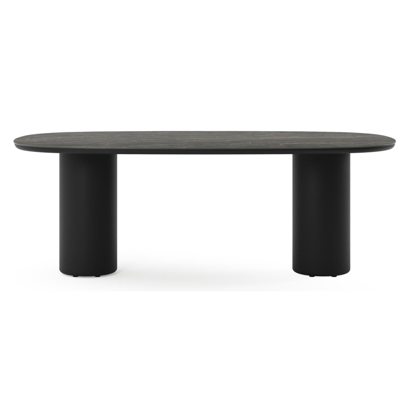 Amico tuintafel bombo in zwart aluminium en volkeramiek Black Obsession - L 210 x B 110 x H 73.5 cm