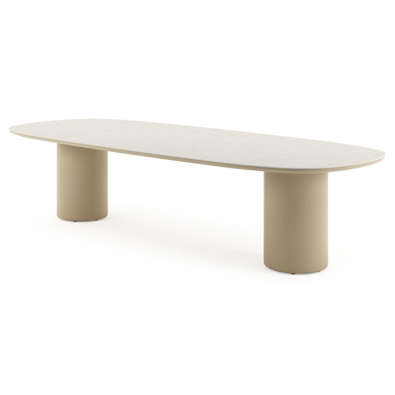 Amico tuintafel bombo in beige aluminium en volkeramiek Shilin - L 320 x B 130 x H 73.5 cm