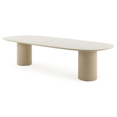 Amico tuintafel bombo in beige aluminium en volkeramiek Shilin - L 320 x B 130 x H 73.5 cm