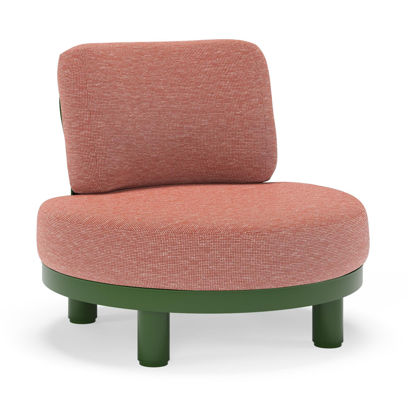 Donato loungestoel in groen aluminium met all weather sunbrella® luxe Slow Alezan kussen