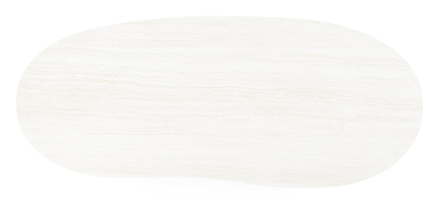 Table de jardin Organo organique en aluminium blanc et céramique pleine Calista Lg. 280 x Lrg. 120 x Haut. 74 cm