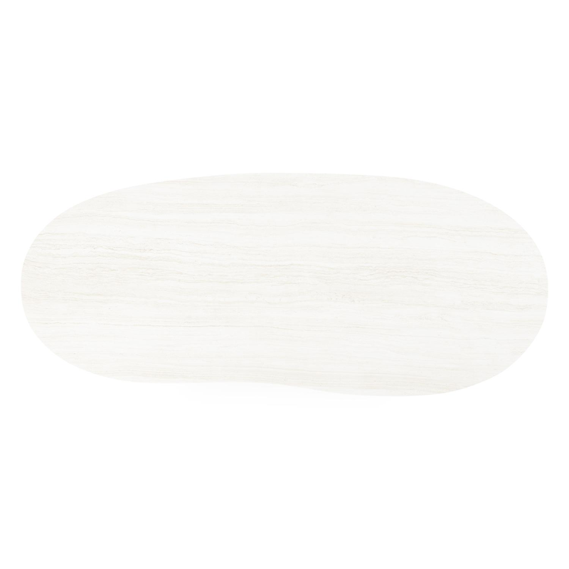 Table de jardin Organo organique en aluminium blanc et céramique pleine Calista Lg. 280 x Lrg. 120 x Haut. 74 cm