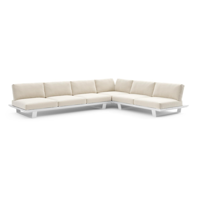 Pagino loungehoek in wit aluminium met althea off white all weather cosytica kussen