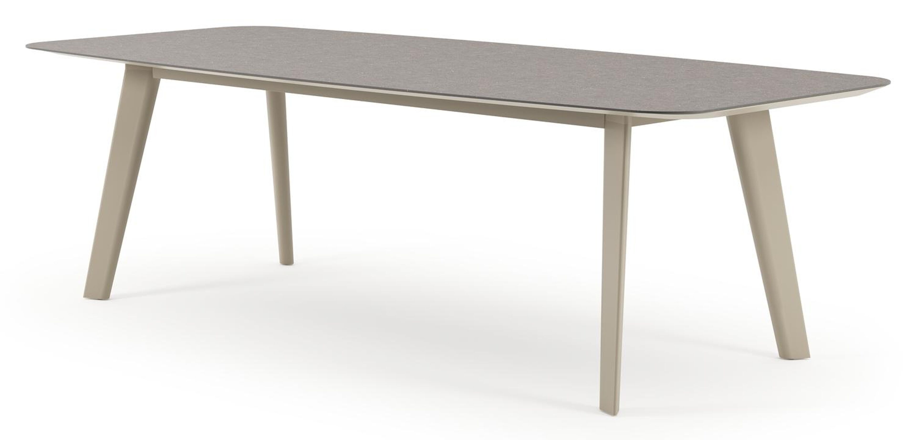 Lacrima tuintafel bootvorm in beige aluminium en volkeramiek Wulong - L 255 x B 115 x H 74 cm