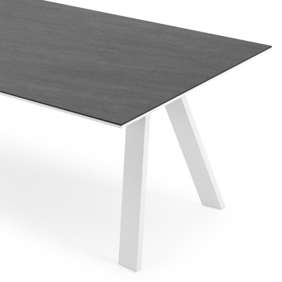 Cesano tuintafel rechthoekig in wit aluminium en volkeramiek Basalt Black - L 240 x B 100 x H 75 cm