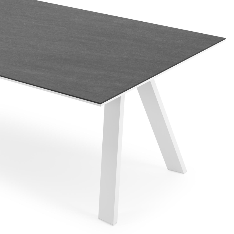 Cesano tuintafel rechthoekig in wit aluminium en volkeramiek Basalt Black - L 240 x B 100 x H 75 cm