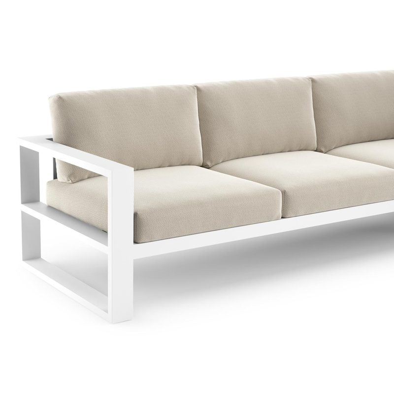 Verato loungehoek in wit aluminium met lopi marble all weather sunbrella® luxe kussen