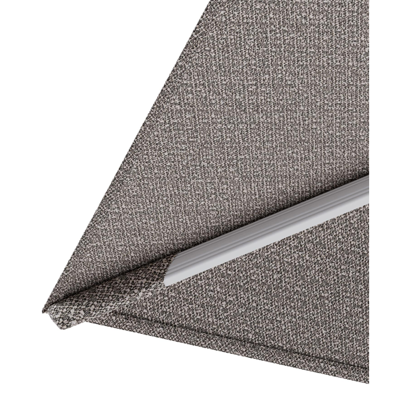 Parasol pendant Rufina avec fonction tilt en aluminium blanc et toile de parasol All Weather Sunbrella® Luxe Wander Granite - Lg.1 400 x Lg.2 300 cm avec pied de parasol Minore 150 kg avec roulettes
