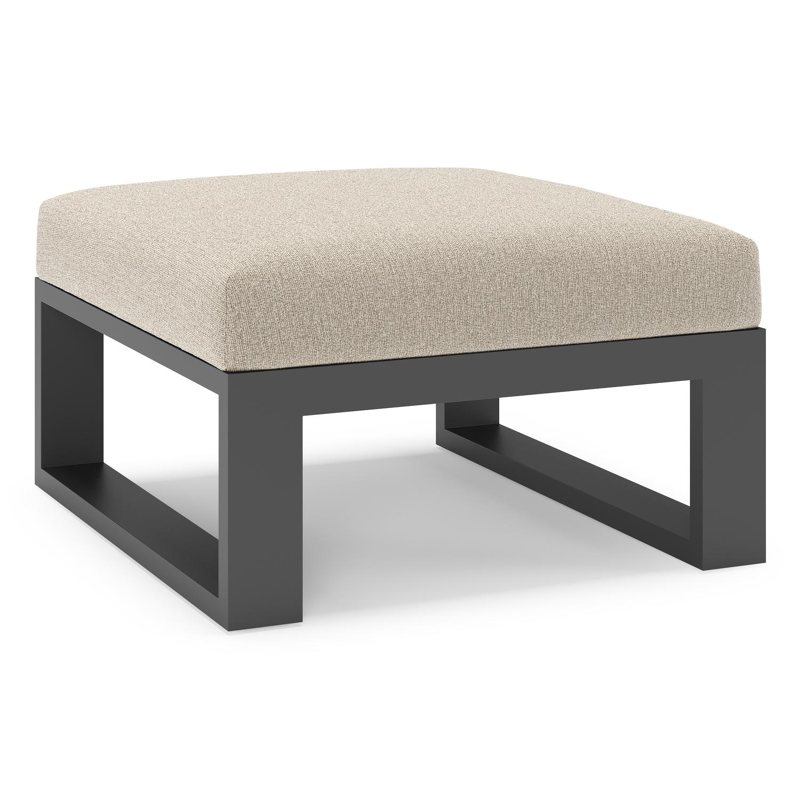 Pouf Verato en aluminium noir et coussins en all weather cosytica catania greige
