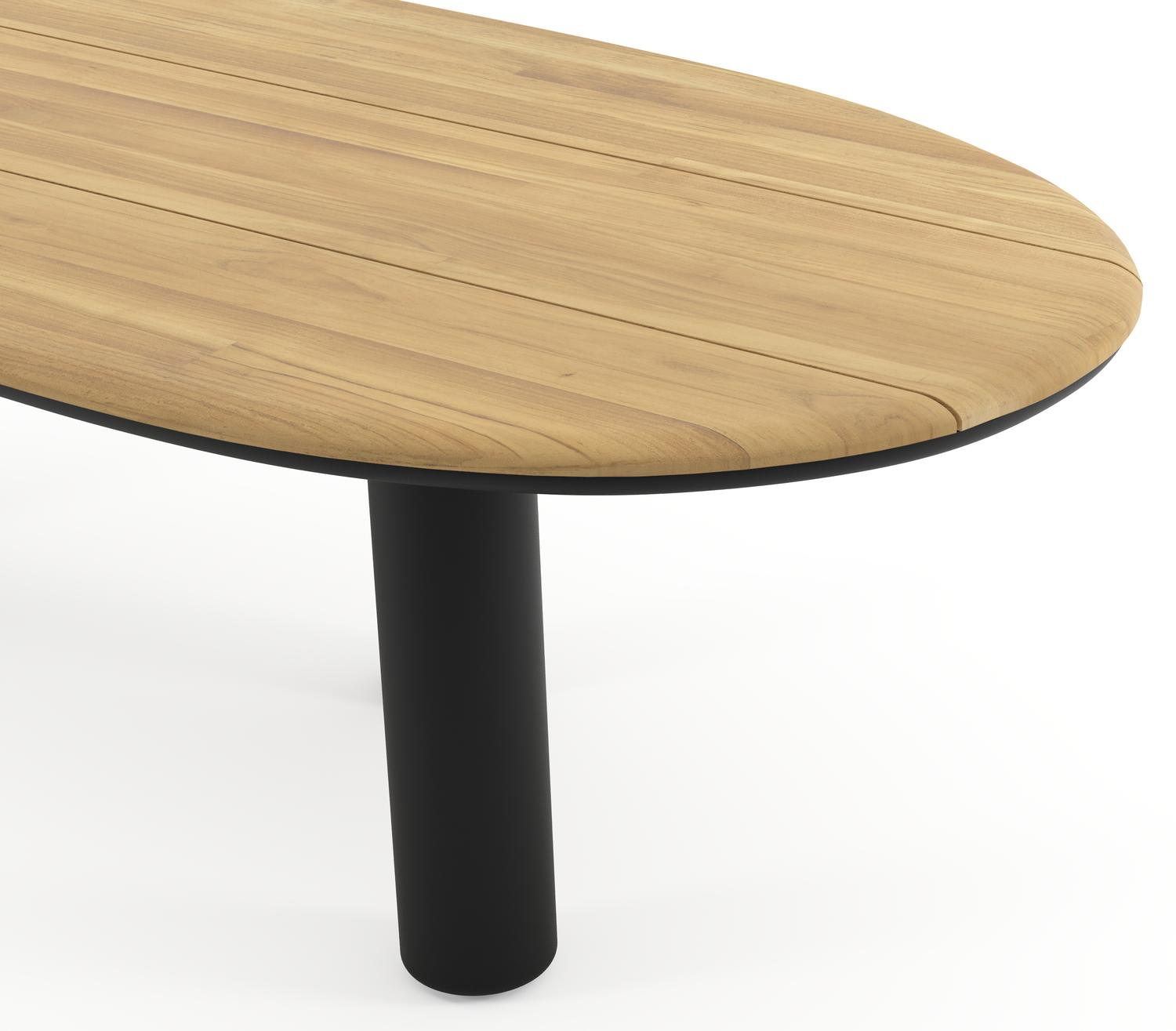 Amico tuintafel organisch in zwart aluminium en teak - L 280 x B 120 x H 73.5 cm