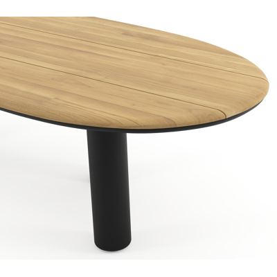 Amico tuintafel organisch in zwart aluminium en teak - L 280 x B 120 x H 73.5 cm