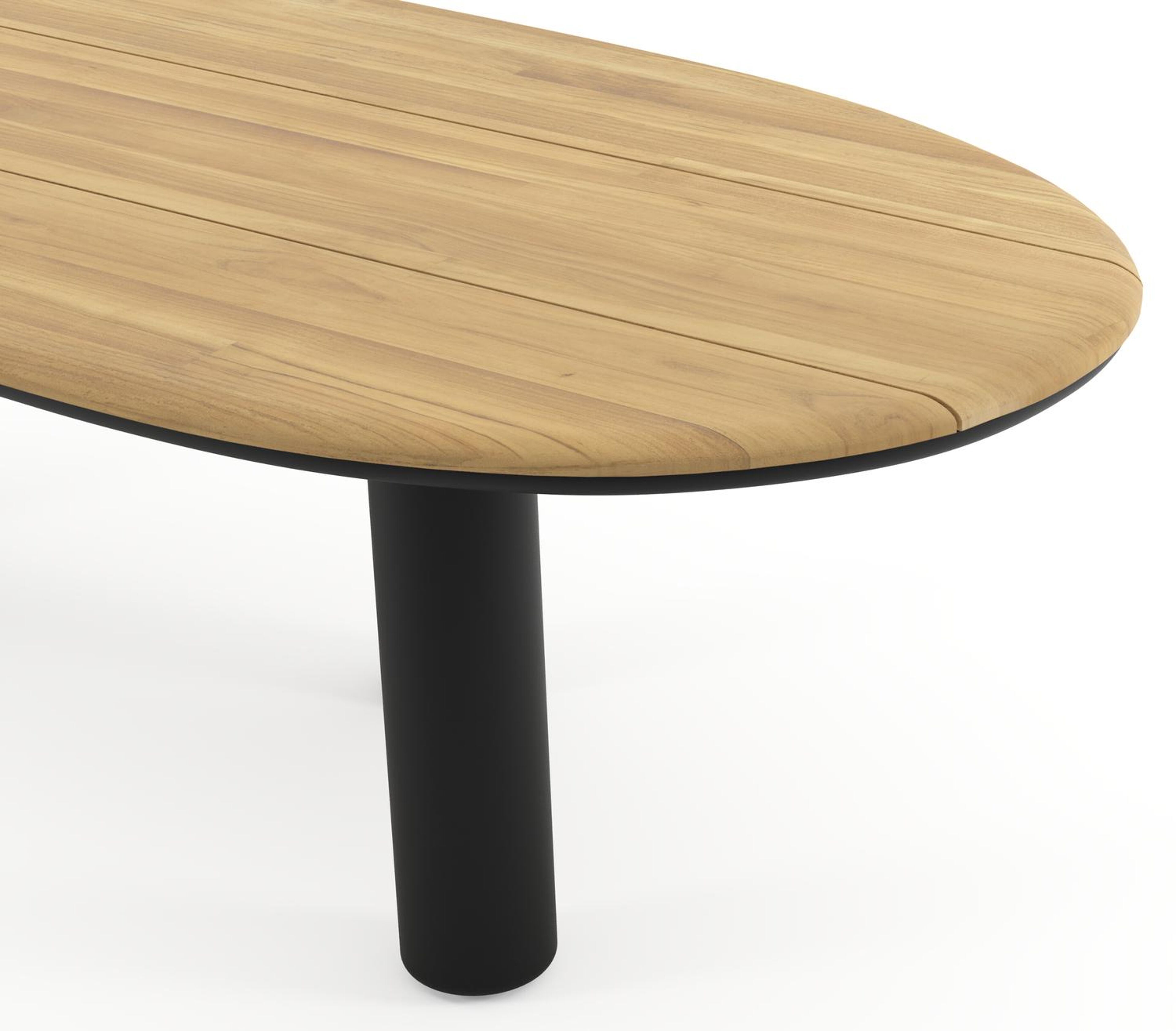 Amico tuintafel organisch in zwart aluminium en teak - L 280 x B 120 x H 74 cm