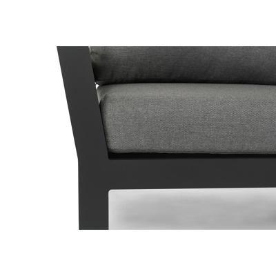 Occaro loungeset in zwart aluminium met grijs weather+ softtouch kussens