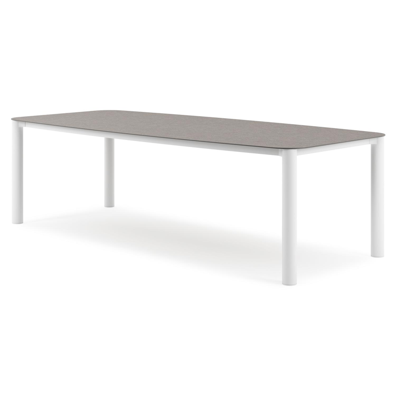 Orso tuintafel bootvorm in wit aluminium en volkeramiek Wulong - L 255 x B 115 x H 75 cm