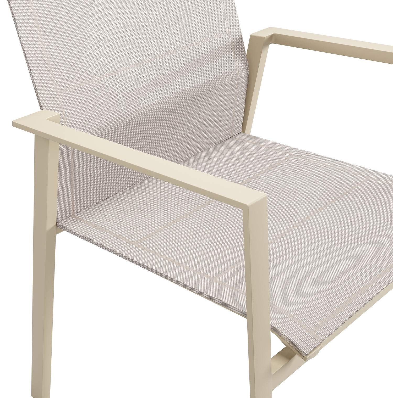 Chaise de jardin empilable Cirello en alumium beige et textilène simple beige