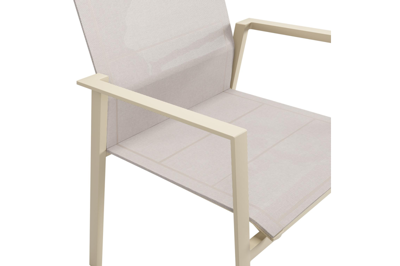 Cirello stapelbare tuinstoel in beige aluminium en beige single textilene