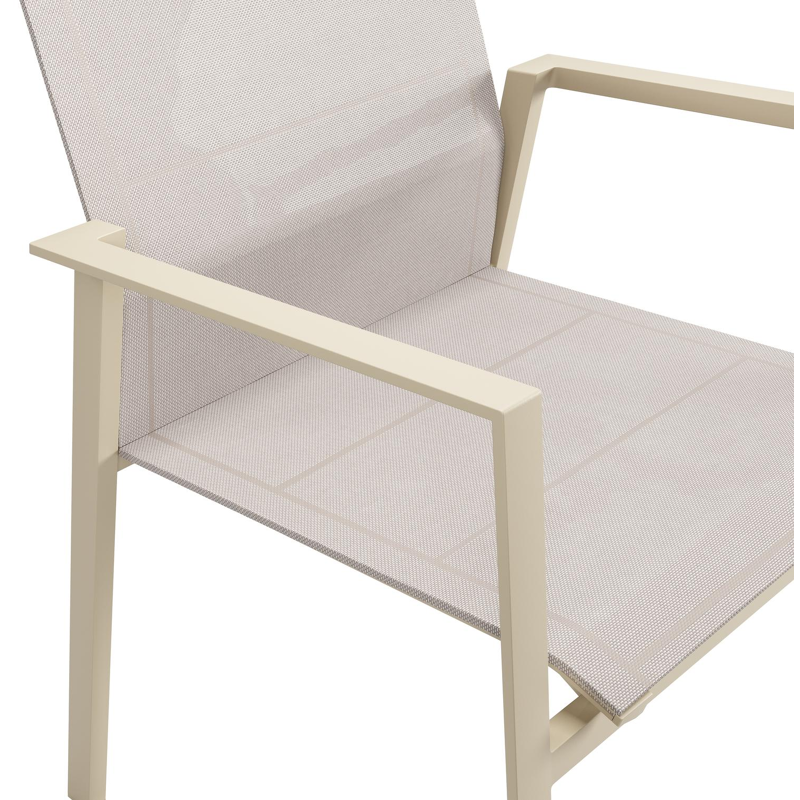 Cirello stapelbare tuinstoel in beige aluminium en beige single textilene