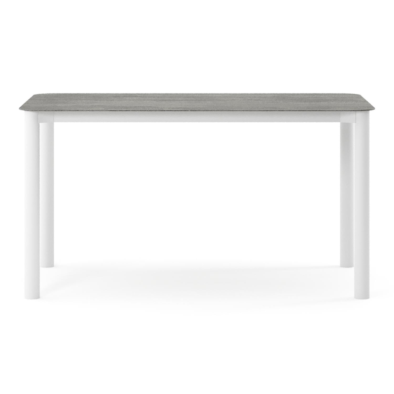 Orso tuintafel rechthoekig afgerond in wit aluminium en volkeramiek Aspen Grey - L 140 x B 80 x H 74.5 cm