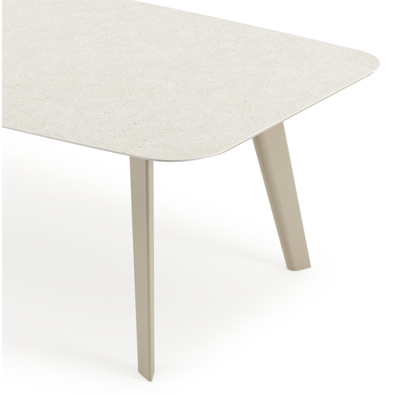 Lacirma tuintafel bootvorm in beige aluminium en volkeramiek Shilin L 255 x B 115 x H 74 cm