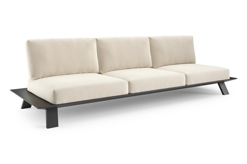 Cesano loungebank in zwart aluminium met althea off white all weather Cosytica kussen