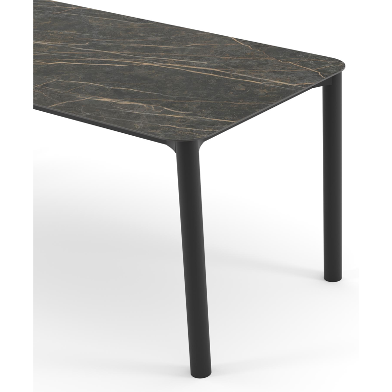 Orso tuintafel rechthoekig afgerond in zwart aluminium en volkeramiek Black Obsession - L 200 x B 80 x H 74.5 cm