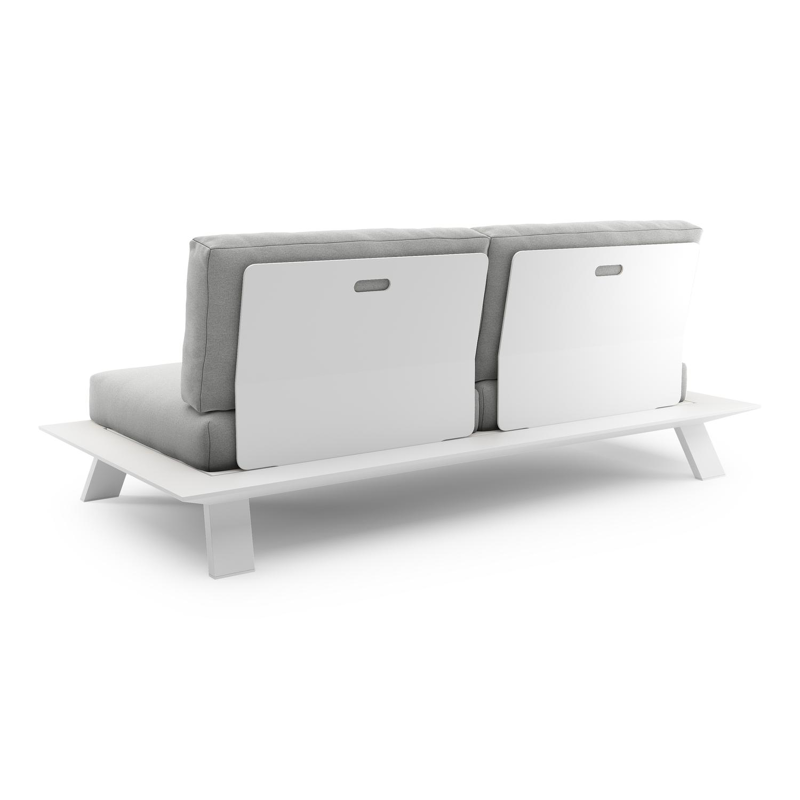 Cesano loungebank in wit aluminium met natte grey chine all weather Sunbrella® luxe kussen