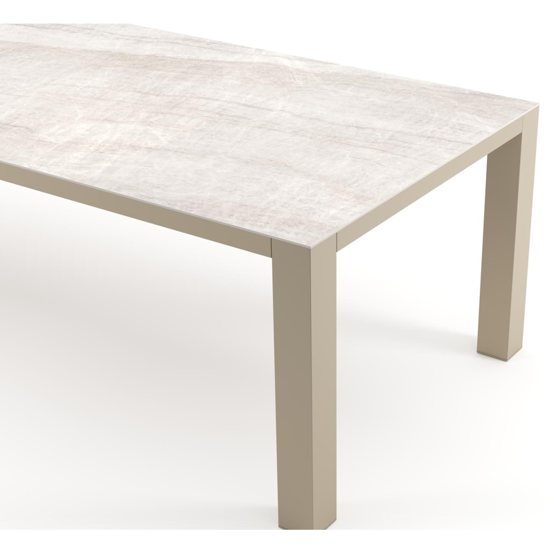 Nano tuintafel rechthoekig in beige aluminium en volkeramiek Taj Mahal - L 280 x B 110 x H 75 cm