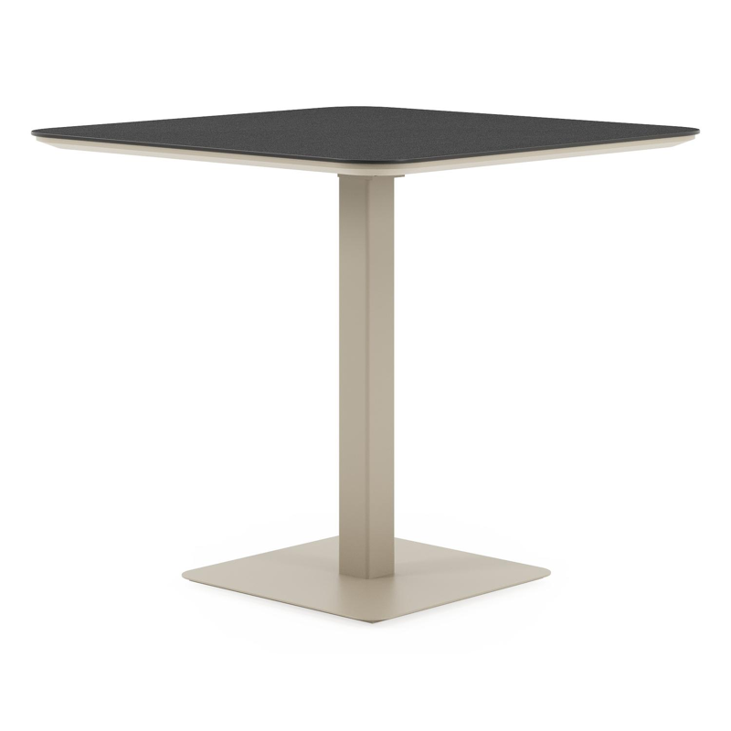 Fano kantelbare tuintafel afgerond vierkant in beige aluminium en volkeramiek Nero Black - L 80 x B 80 x H 72.5 cm