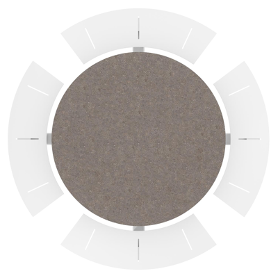 Rondino picknicktafel rond in wit aluminium en volkeramiek Wulong - Dia. 236 x H 71.5 cm