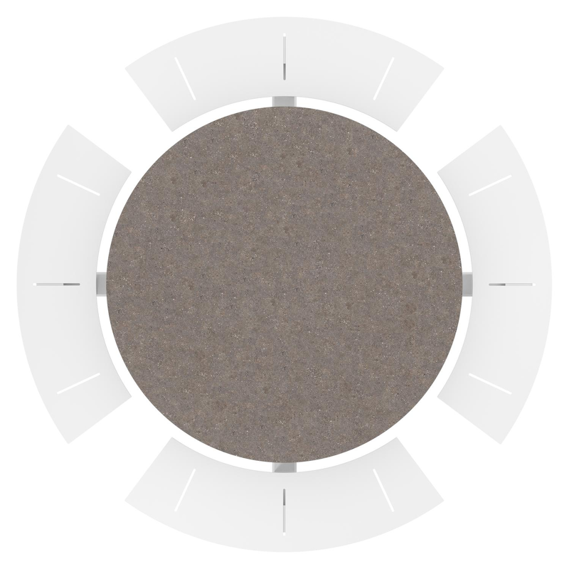 Table de pique-Rondino ronde en aluminium blanc et céramique pleine Wulong - Diam. 236 x Haut. 71.5 cm