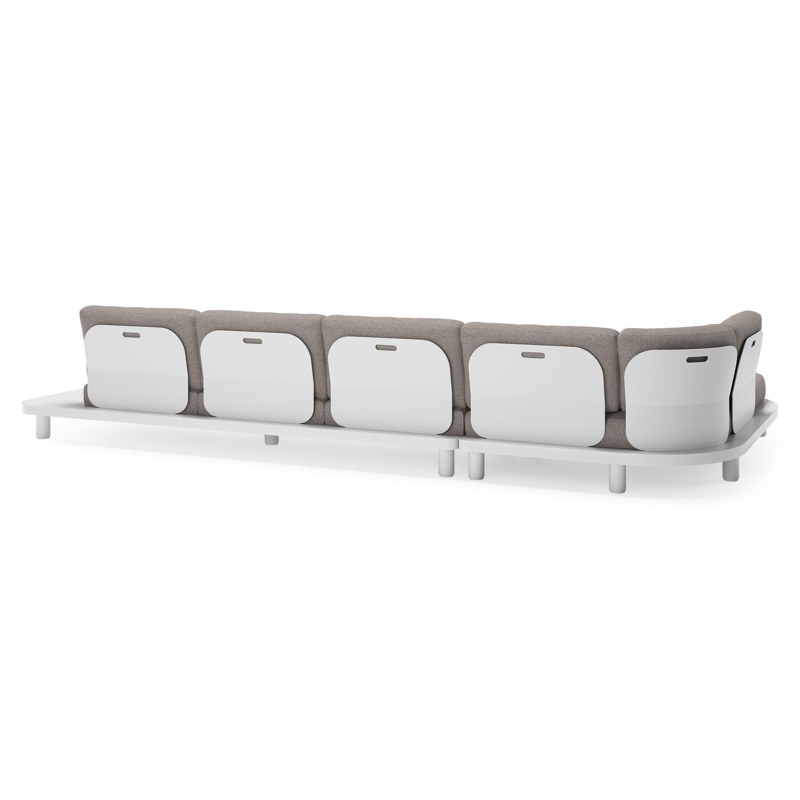 Salon de jardin d'angle Donato en aluminium blanc et coussins en all weather sunbrella® luxe Tundra Charcoal