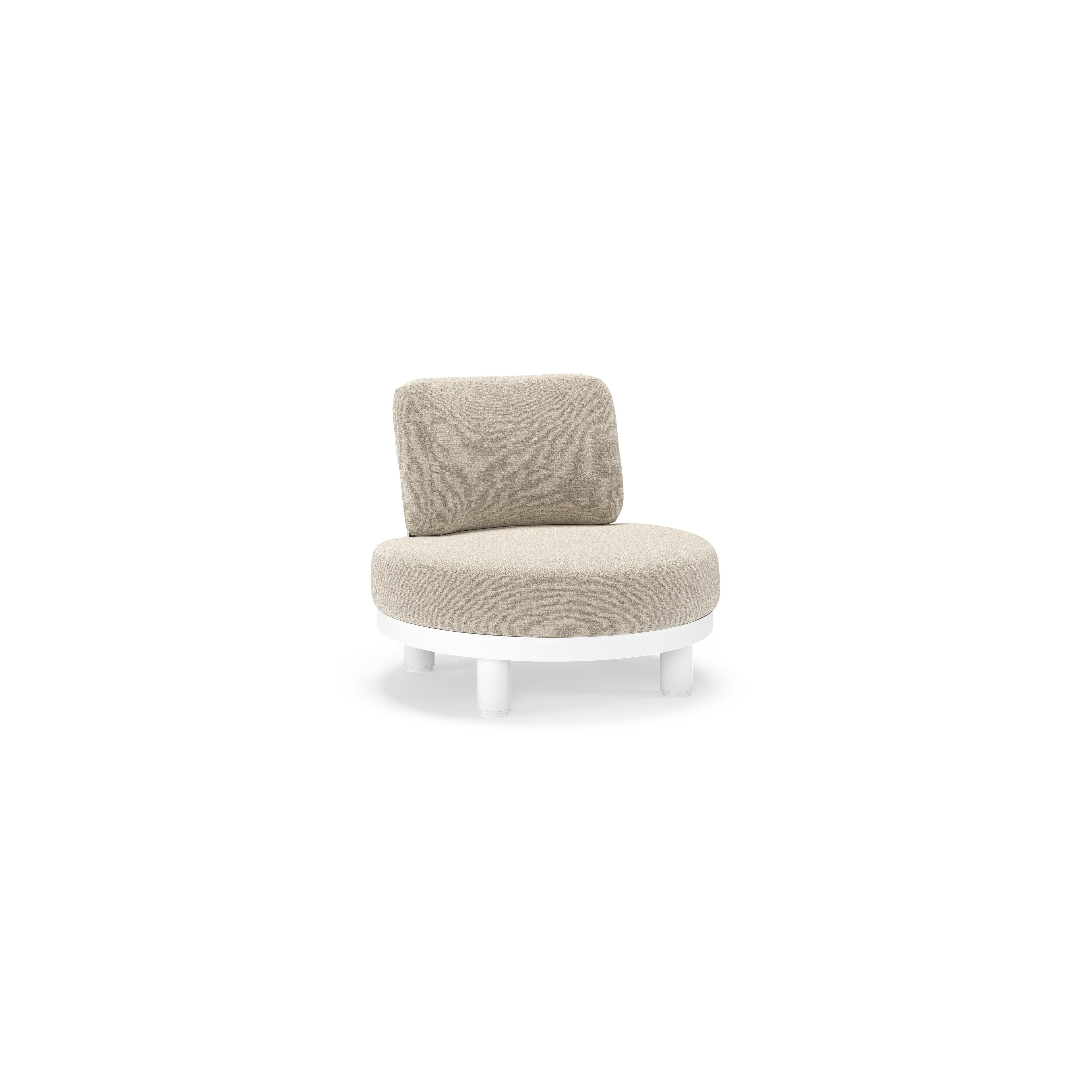 Donato loungestoel in wit aluminium met All Weather Cosytica Catania Sand kussen