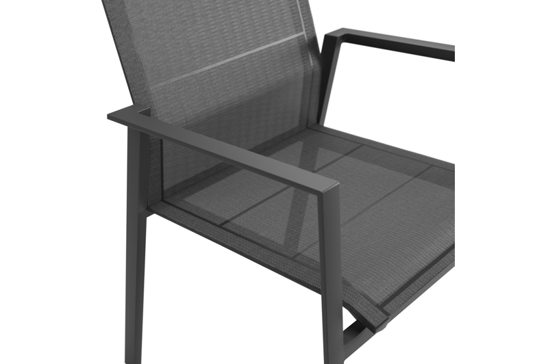 Cirello stapelbare tuinstoel in zwart aluminium en zwart textilene