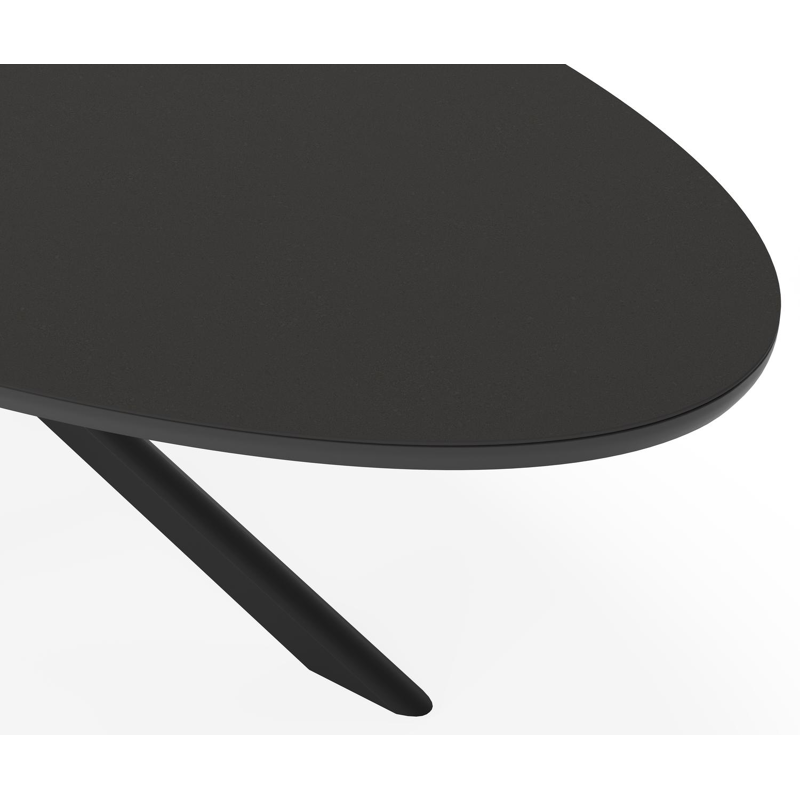 Pamplona ensemble de jardin ovale en aluminium noir en sintered stone notte minerale avec 10 chaises de jardin Artena