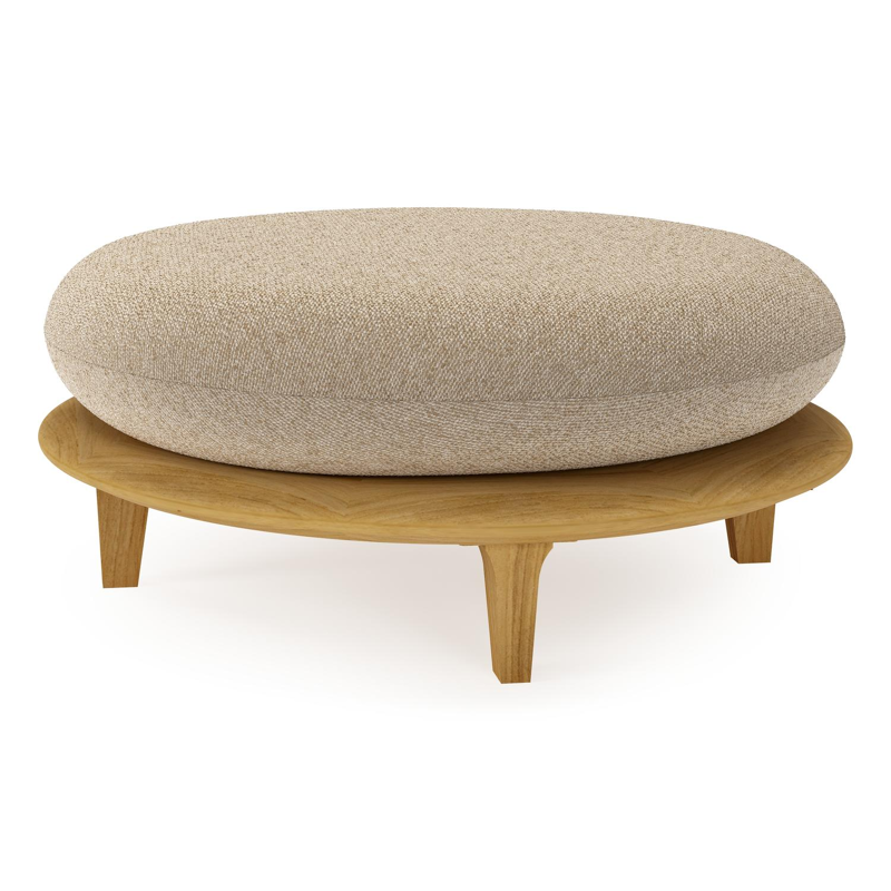 Bomero poef in teak met madagascar oak all weather cosytica kussen