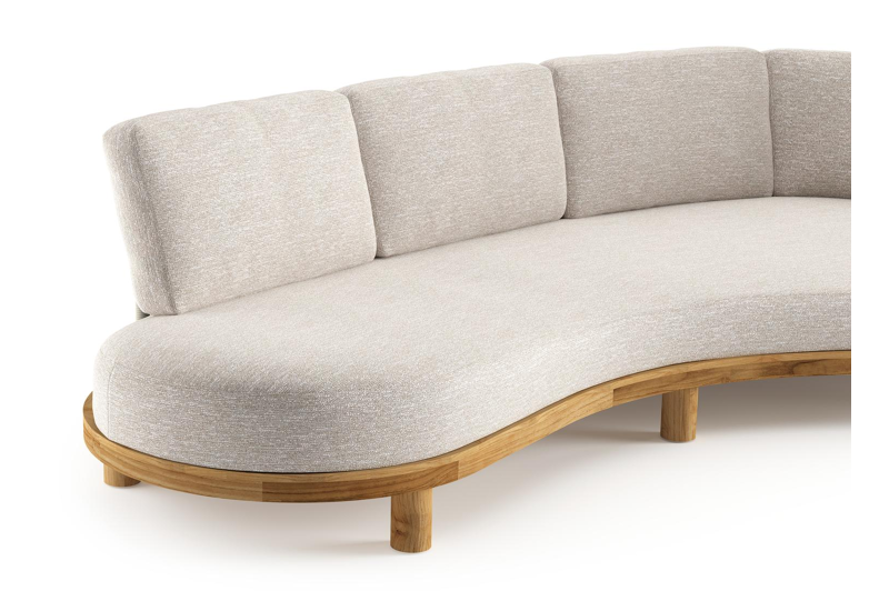 Donato loungebank in teak met tundra sand all weather sunbrella® luxe kussen