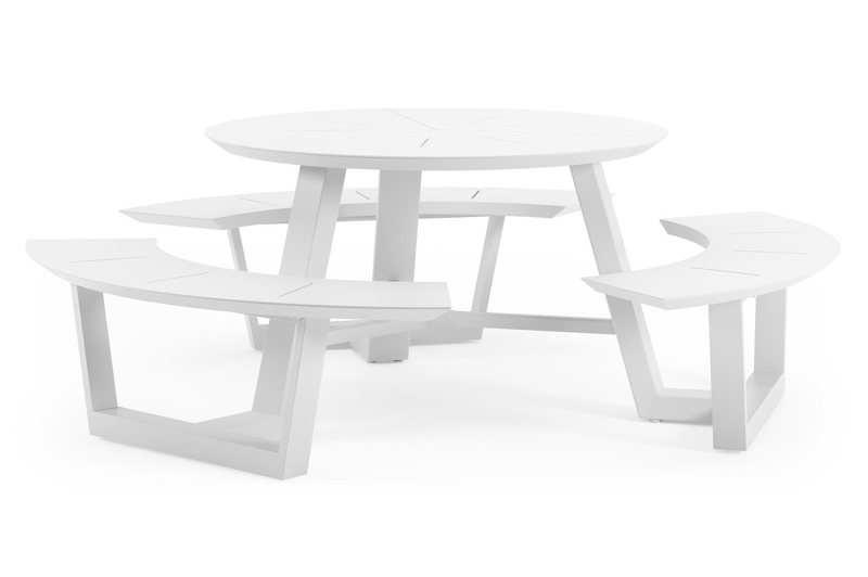 Rondino picknicktafel in wit aluminium - Dia. 207 cm