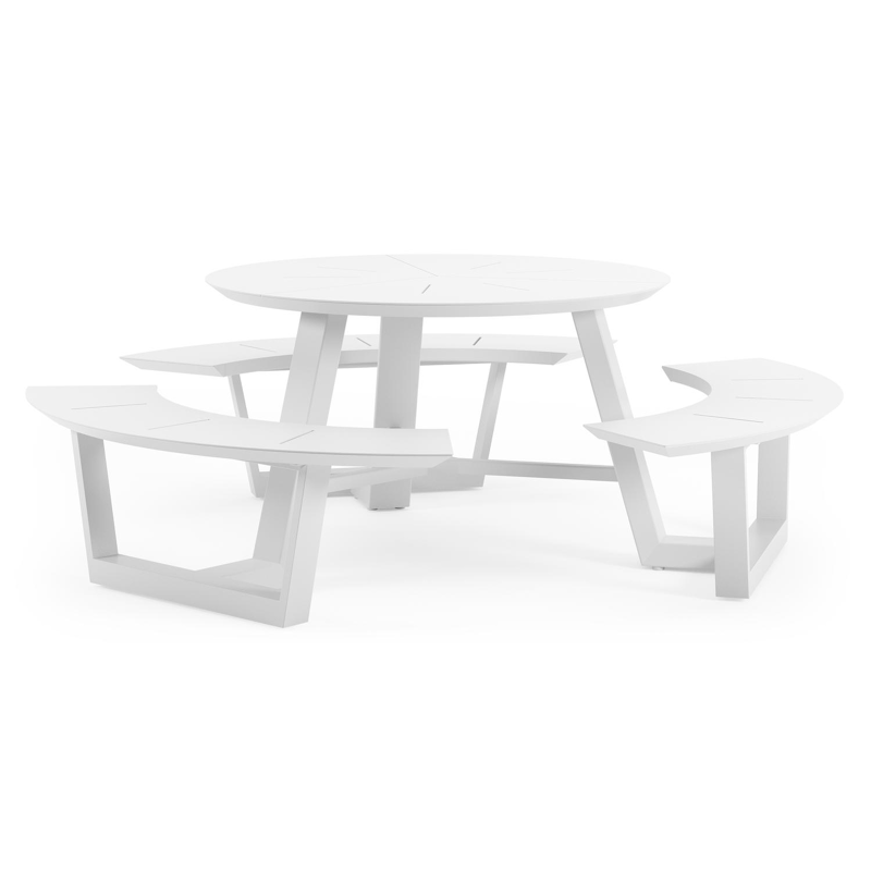 Rondino picknicktafel in wit aluminium - Dia. 207 cm