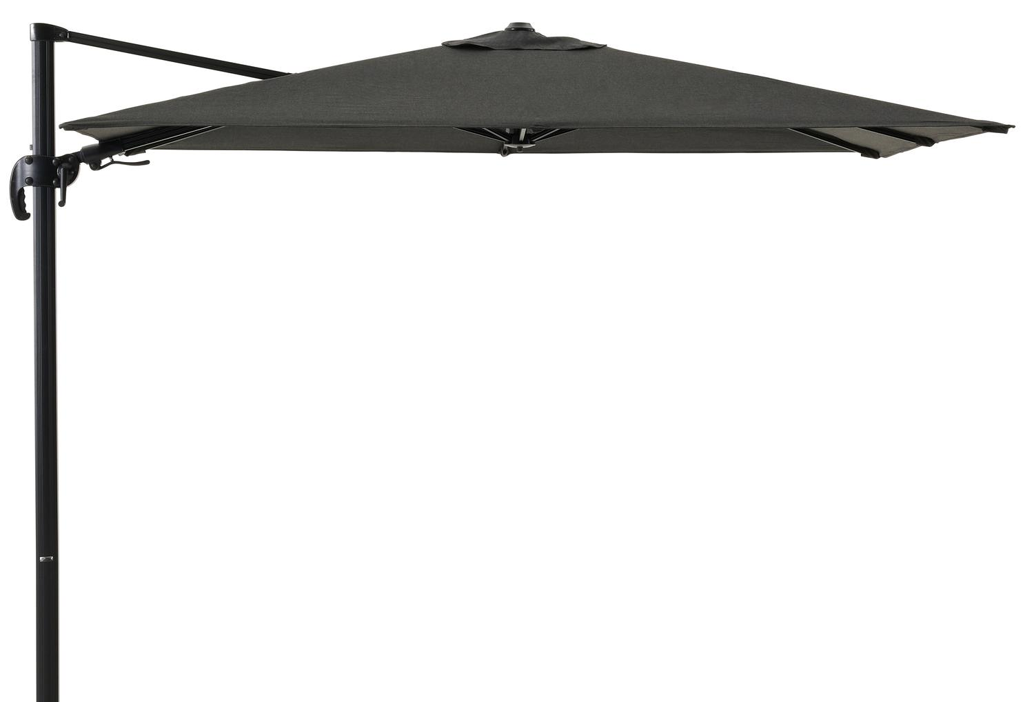 Avola zweefparasol met tiltfunctie in zwart aluminium met natte sooty all weather sunbrella® premium parasoldoek - L1 200 x L2 300 cm (zonder voet)