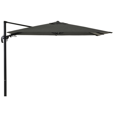 Avola zweefparasol met tiltfunctie in zwart aluminium met natte sooty all weather sunbrella® premium parasoldoek - L1 200 x L2 300 cm (zonder voet)