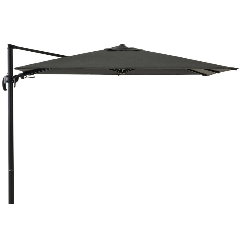 Avola zweefparasol met tiltfunctie in zwart aluminium met natte sooty all weather sunbrella® premium parasoldoek - L1 200 x L2 300 cm (zonder voet)