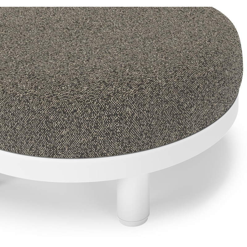 Salon de jardin pouf Donato en aluminium blanc et coussins en all Weather cosytica Marbella Tunder