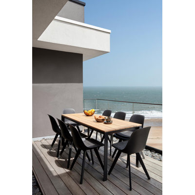 Malito tuinset in zwart aluminium en teak - L 180 x B 80 x H 75 cm