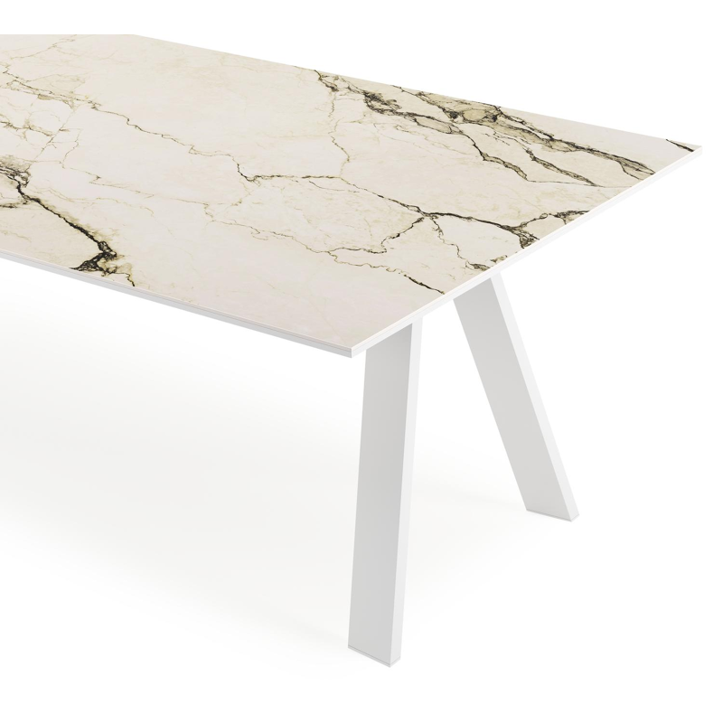 Cesano tuintafel rechthoekig in wit aluminium en volkeramiek colorado dunes - L 280 x B 110 x H 75 cm